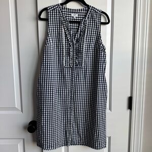 Crown & Ivy Navy Gingham Ruffle Shift Dress - Size 10